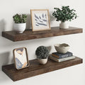 RICHFOCUS Elm Floating Shelves for Wall - 30" W x 9.3" D Rustic Solid Wood Shelves with Invisible Bracket, Wall-Mounted for Living Room, Bedroom, Kitchen Storage & Display, Set of 2, Walnut-Ruum Studio Home