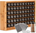 AllSpice Spice Rack Organizer, Wood, 525 Unique Labels, Countertop or Wall Mount, Includes 60 4oz Jars- Bamboo-Ruum Studio Home