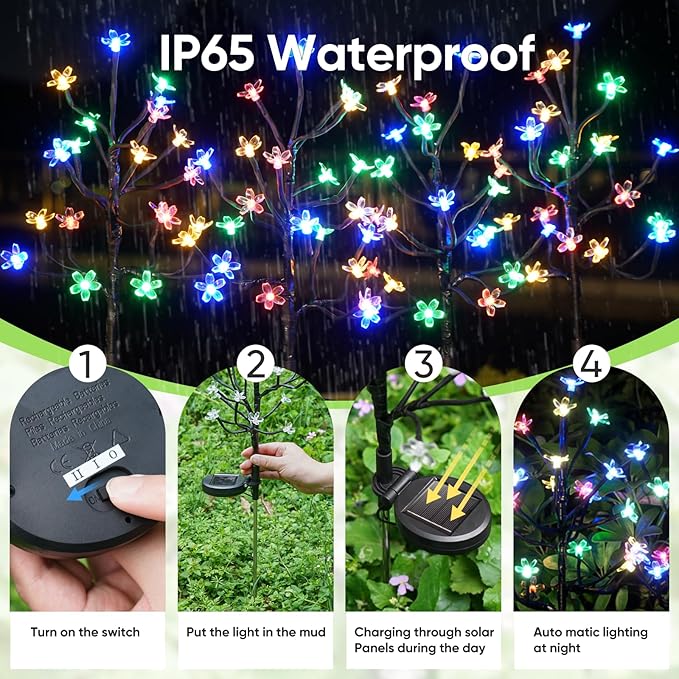 Solar Garden Lights Outdoor,Waterproof Outdoor Solar Lights for Outside Decorative 6Pack, 120Led Solar Flowers Garden Decor, for Yard Pathway,Lawn,Patio Fairy Decorations Gardening Gifts-Ruum Studio Home