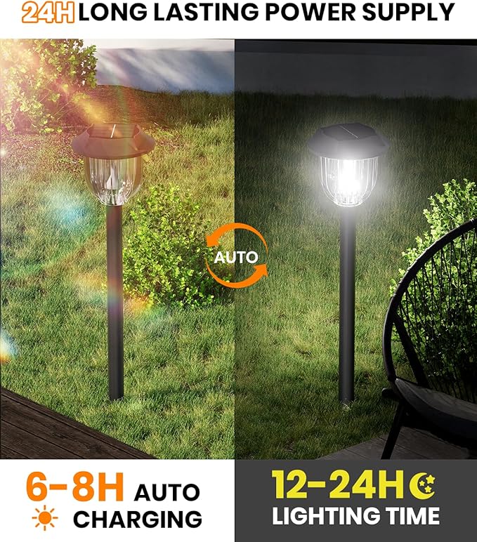 AOSEA 12000K 10 Pack Solar Lights Outdoor IP65 Waterproof,LED Solar Lights for Outside,Landscape Lighting,Garden Decorative for Yard,Patio,Landscape,Walkway,Sidewalk,Driveway,Lawn (Cold White)-Ruum Studio Home