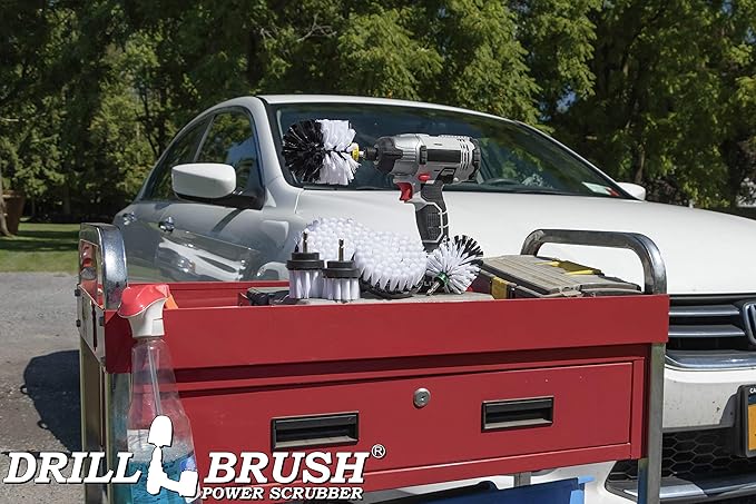 Drill Brush – Ultimate Car Wash Kit - Cleaning Supplies – Car Carpet - Truck Accessories - Wheel Brush - Motorcycle Accessories - Car Mats - Spin Brush - Interior Leather, Vinyl, Upholstery, Fabric-Ruum Studio Home
