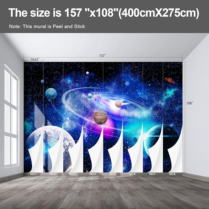 Planet Wall murals Peel and Stick Galaxy Wallpaper for Bedroom Nursery Room - 108"x157"-Ruum Studio Home