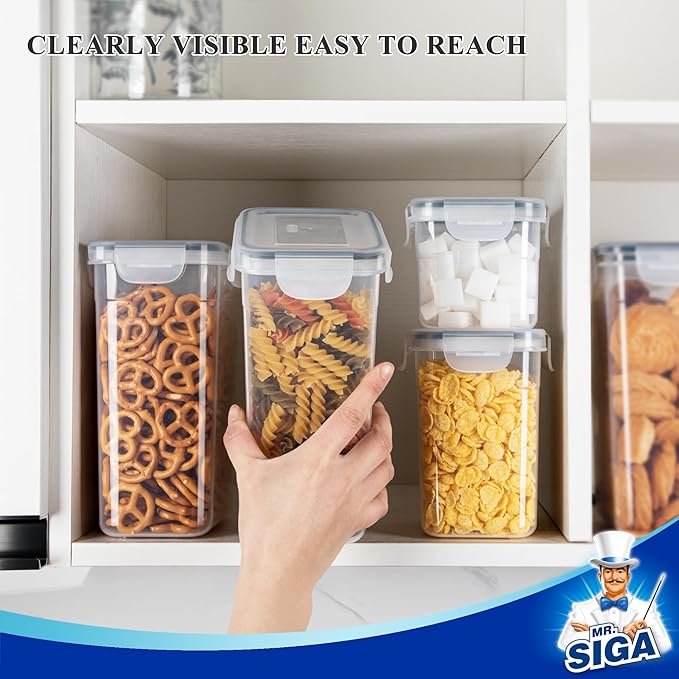 MR.SIGA 16 Pack Airtight Food Storage Container Set, BPA Free Kitchen Pantry Organization, Kitchen Canisters for Cereal, Spaghetti, includes 24 Reusable Sticker Labels-Ruum Studio Home
