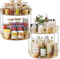 LAMU 2 Pack 2 Tier Lazy Susan Turntable Organizer 12'' Rotating Spice Rack Organization for Cabinet, Kitchen, Pantry, Countertop, Bathroom, Vanity, Medicine Cabinet Organizer, Amber-Ruum Studio Home