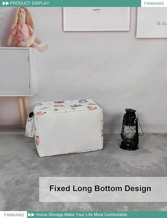 FANKANG Storage Bins, Nursery Hamper Canvas Laundry Basket Foldable with Waterproof PE Coating Large Storage Baskets for Kids Boys and Girls, Office, Bedroom, Clothes,Toys(Rec-castle carriage ）-Ruum Studio Home