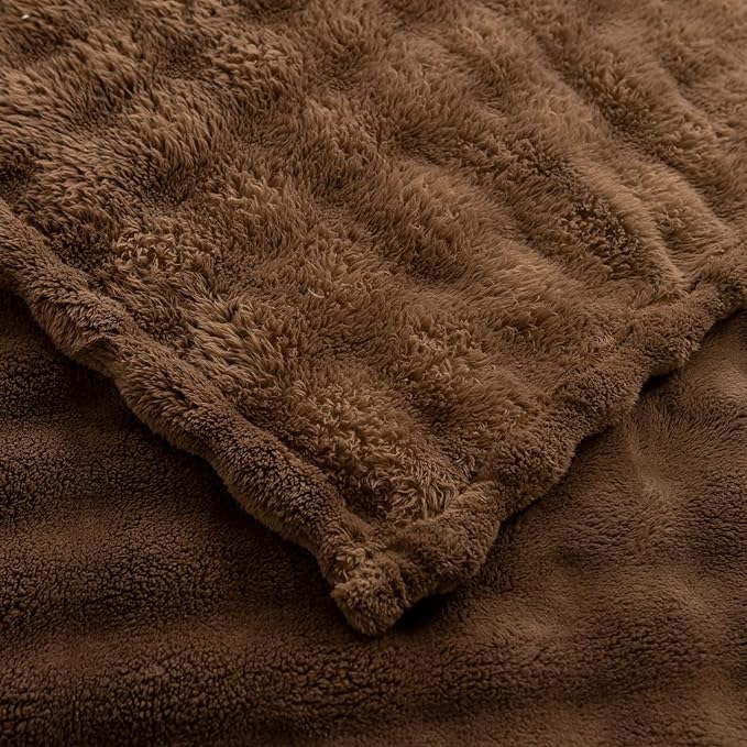 YUSOKI Luxury 3D Bubble Throw Blanket 2lb,All Ages,Home Decoration, (Brown,50 * 60inches)-Ruum Studio Home