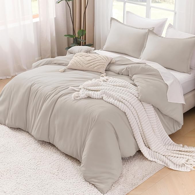 Litanika Linen Super King Plus Comforter Set, 3 Pieces Linen Lightweight Solid Super King Plus Bedding Comforter Set, All Season Fluffy Bed Set (1 Comforter & 2 Pillowcases)-Ruum Studio Home