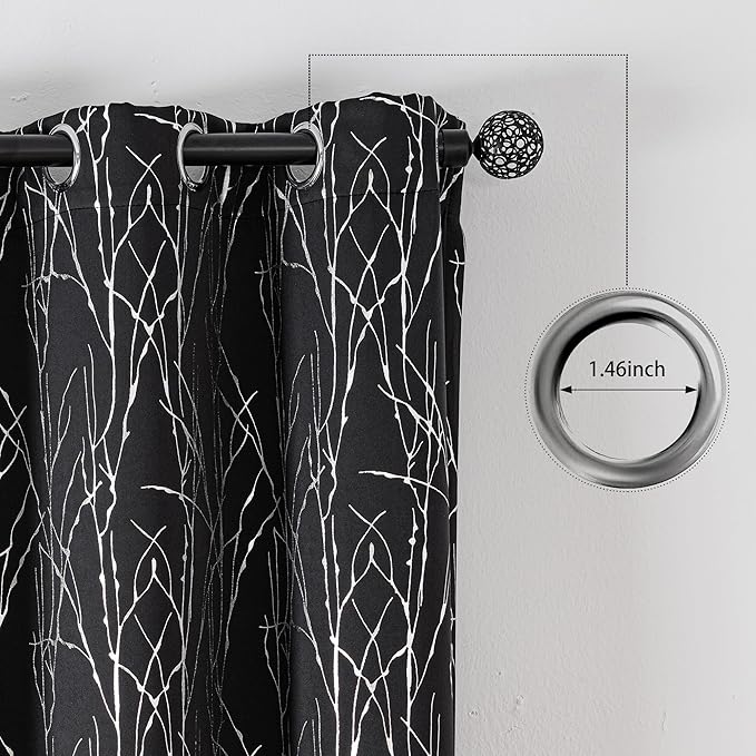 Grommets Blackout Long Window Curtains Black Silver-52W*95L 2PCS Drapes for Bedroom-Ruum Studio Home