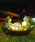 Solar Frogs Boating Statue Garden Decor: Outdoor Sculpture Lights Decorations Art Ornament Yard Lawn Backyard - Ideal Gifts for Women Mom Grandma-Ruum Studio Home