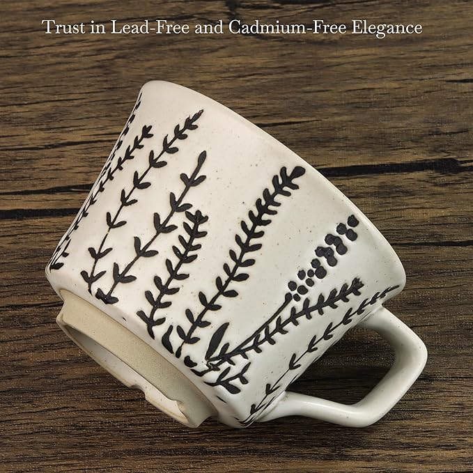 Ceramic Coffee Mug, 12 oz Novelty Unique Teacup with Large Handle, Stoneware Cup for Tea Mocha Latte Cappuccino Espresso (Grass)-Ruum Studio Home