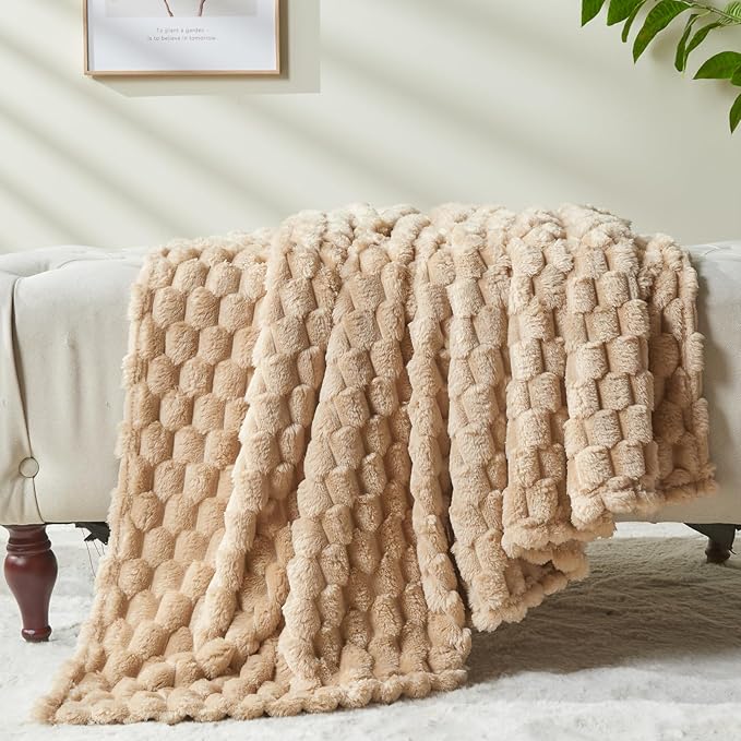 NEWCOSPLAY Super Soft Twin Blanket Brown Premium Silky Flannel Fleece 3D Clouds Stylish Jacquard Lightweight Bed Blanket All Season Use 350GSM (Brown, Twin(60"x80"))-Ruum Studio Home