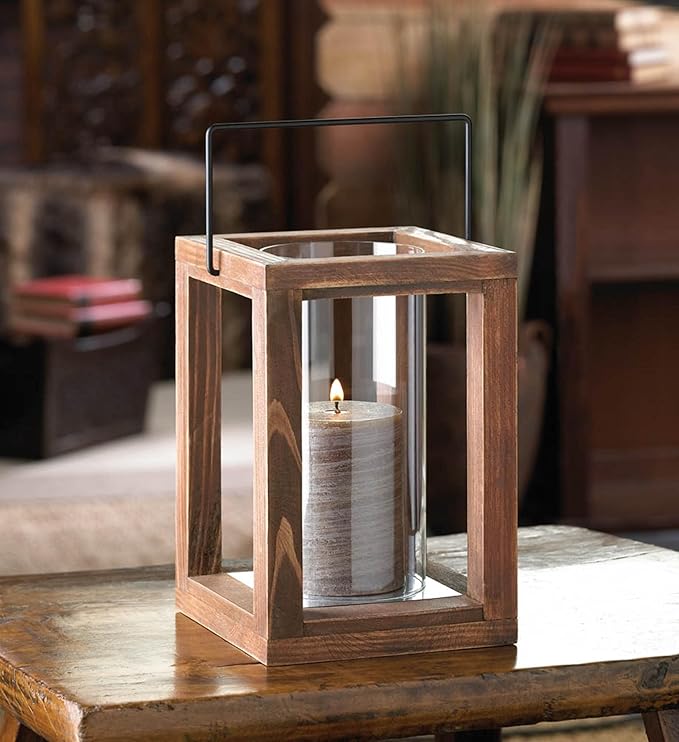 Zingz & Thingz Wooden Candle Lanterns, Decorative Light Home Decor, 9" Tall, Rustic Garden-Ruum Studio Home