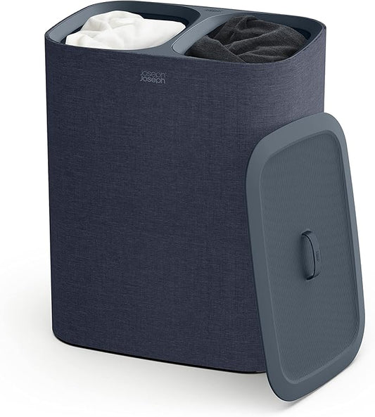 Joseph Joseph Tota 90 liter/23.8 gallon Laundry Hamper Separation Basket with lid, 2 Removable Washing Bags with Handles - Black-Ruum Studio Home