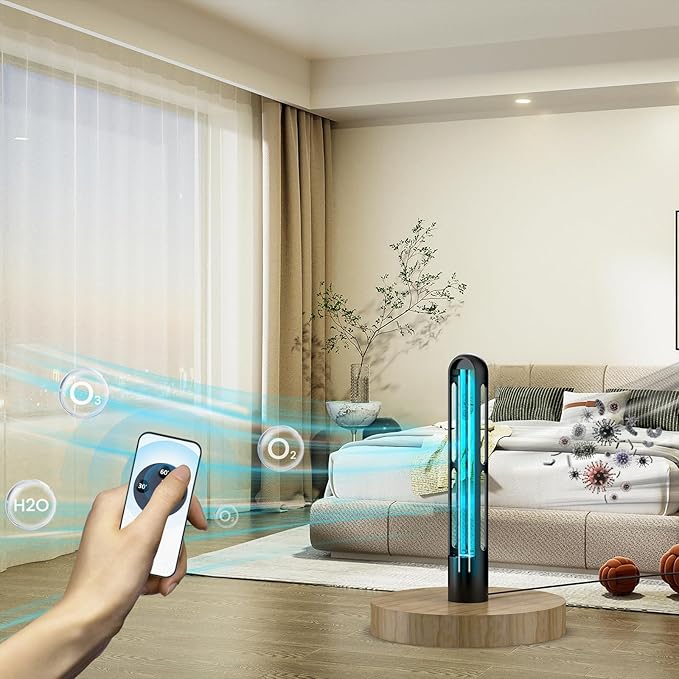 UV Light Sanitizer, Ultraviolet Lamp with Remote Control for Bed Bugs and Dust Mites, Home Disinfection Device UV Lamp for Home, Room & Kitchen, Ultraviolet Light with 3 Speed Timings-Ruum Studio Home