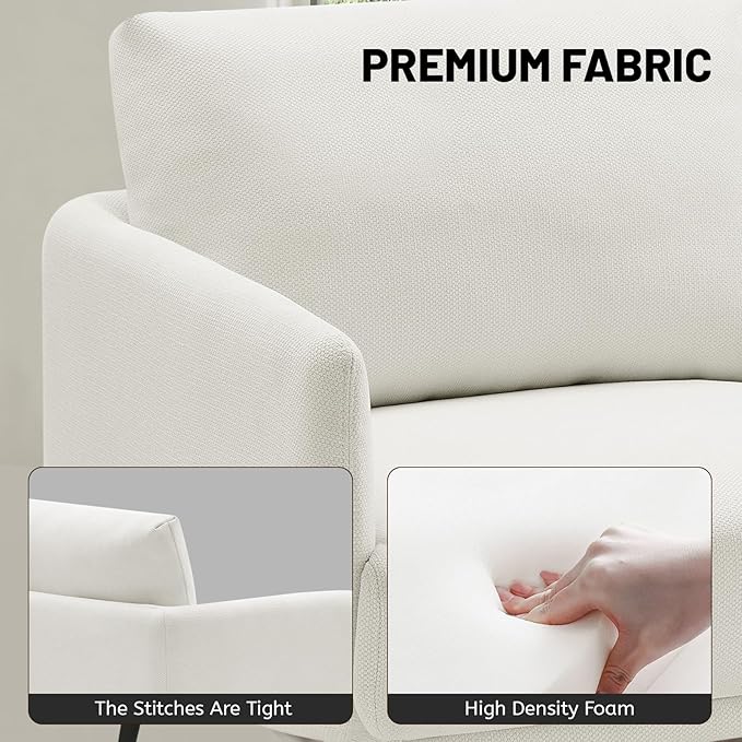 Oversized Accent Chair Set of 2 for Living Room Chairs Reading Arm Chair Comfy Modern Single Sofa Side Chairs with Metal Legs & Soft Cushion for Bedroom, Balcony,Waiting Room (Polyester, Pearl White)-Ruum Studio Home