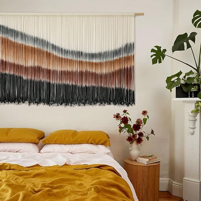 Flber Macrame Wall Hanging Macrame Wall Decor Large-Scale Tie-Dye Tapestry Living Home Room Wall Decor 57" Wx 35" L-Ruum Studio Home