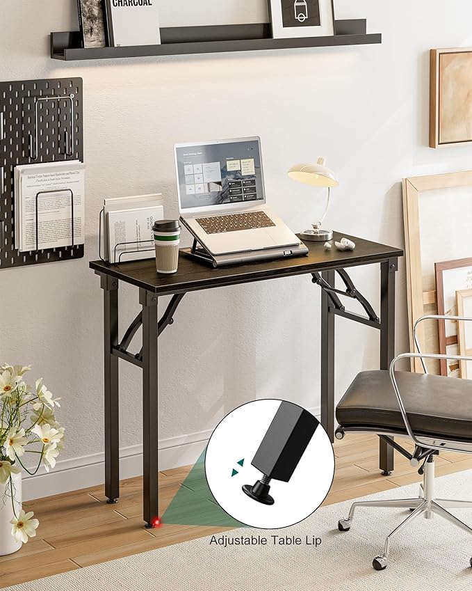 Frylr Small Folding Computer Desk – Portable 35.8 Inch Foldable Laptop Table, Collapsible and Compact for Easy Storage and Fast Setup, Lightweight for Small Spaces, Craft and Study Use, Dark Oak-Ruum Studio Home