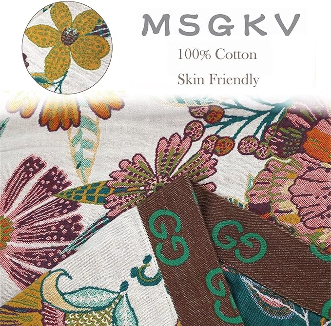 MSGKV Boho Throw Blanket for Bed Couch,100% Cotton Blankets 80''x 90'', Reversible Versatile Muslin Blanket, Super Soft Warm Boho Bedding Blankets-Ruum Studio Home