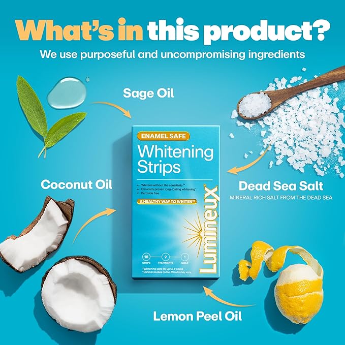 Lumineux Teeth Whitening Strips 9 Treatments – Peroxide Free - Enamel Safe for Whiter Teeth - Whitening Without The Sensitivity - Dentist Formulated - Sensitivity Free-Ruum Studio Home