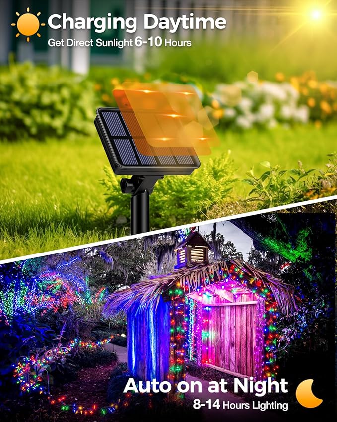 6 Pack Solar Fairy Lights for Outside Waterproof, 49FT/15M 150LED Solar String Lights Outdoor 8 Modes Solar Twinkle Lights for Garden Yard Christmas Tree Wedding Party Decor, Multicolor-Ruum Studio Home