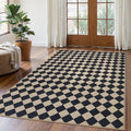 Lahome Checkered Dining Living Room Rug, 5x7 Washable Indoor Outdoor Easy Jute Rug, Farmhouse Neutral Diamond Non Slip Non Shedding Floor Carpet for Sunroom Deck Classroom Office-Ruum Studio Home