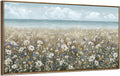 amatop Large Wall Art for Living Room Framed Boho Beach Coastal Floral Ocean Wall Picture Farmhouse Daisy Flower Sea Canvas Print Nautical Neutral Vintage Warm Artwork Home Bedroom Office Decor 48x24-Ruum Studio Home