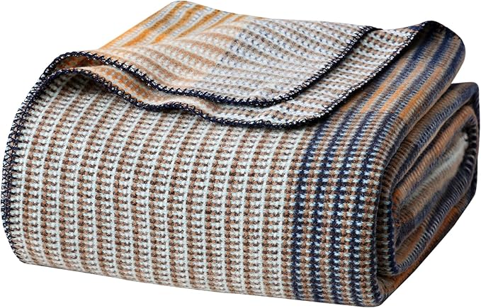 YOUR MOON 100% Pure Merino Wool Twin Size, Australian Organic Natural Wool Blanket, Hypoallergenic Wool Blanket for Bed, Medium Weight(Brownish Blue, 90 * 66)-Ruum Studio Home