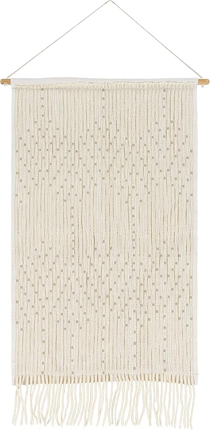 Mark&Day Wall Art, Schlublberg Modern Farmhouse Ivory Macrame Tapestry Wall Hanging for Living Room, Bedroom, Office or Kitchen (36"H x 24"W)-Ruum Studio Home