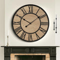 Large Wall Clock for Living Room Decor, Non Ticking Silent, Battery Operated Modern Vintage Wood Wall Clock Oversized Decorative Wall Clock for Bedroom Kitchen Farmhouse Office Decor-Ruum Studio Home