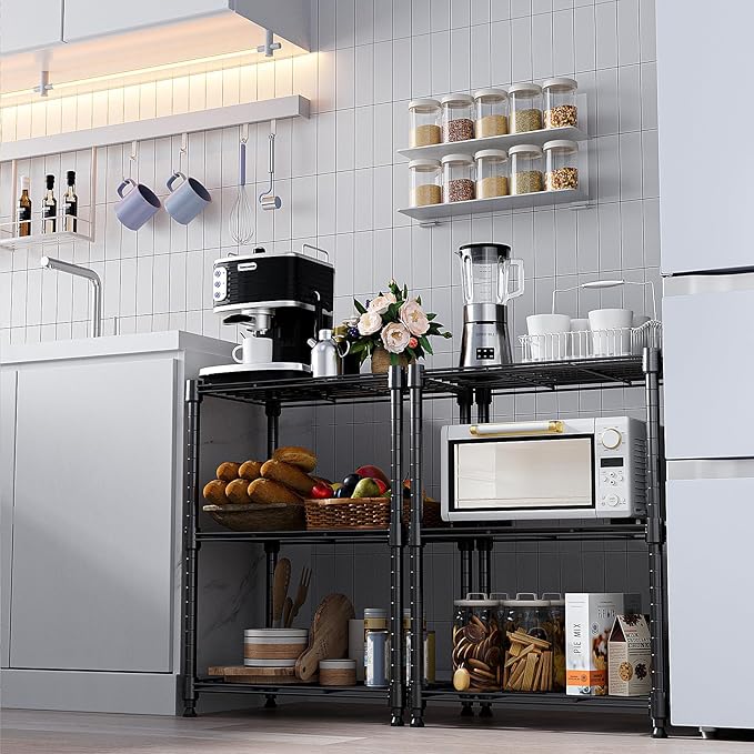450 lbs Steel Storage Shelving 3-Tier Utility Shelving Unit Steel Organizer Wire Rack for Home,Kitchen,Office (11.8" D x 17.7" W x 26.3" H)-Ruum Studio Home