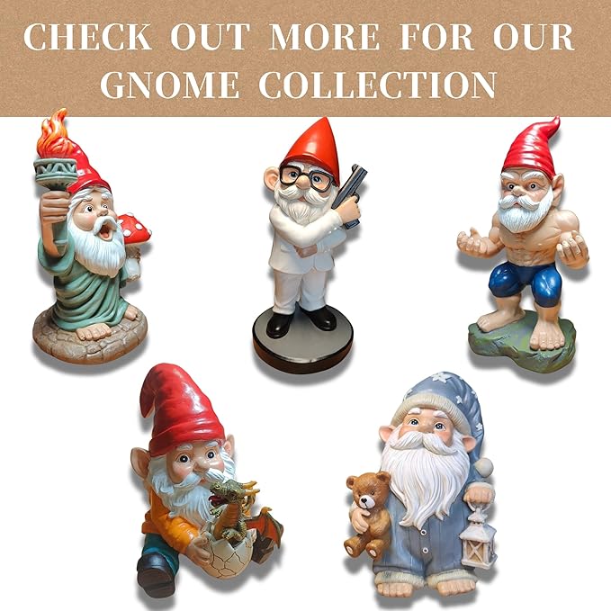 Sleepy Garden Gnome with Teddy Bear & Lantern - 9" Weatherproof Resin Statue - Indoor Outdoor Decor - Whimsical for Home, Patio & Lawn-Ruum Studio Home