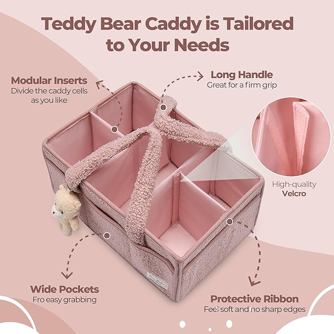 PeraBella Baby Diaper Caddy Organizer with Handle, Boy & Girl Shower Gift Basket, Portable Diaper Storage Basket Bin for Wipes, Newborn Baby Essentials Registry Search Must Haves, Car Caddy Organizer-Ruum Studio Home