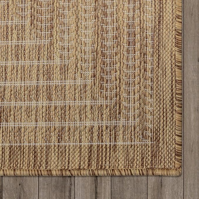 Adiva Rugs Outdoor Indoor Area Rug, Weather Resistant, Easy to Clean, Stain Resistant Floor Mat for Dining Room, Backyard, Deck, Patio (Wooden, 6' x 9')-Ruum Studio Home