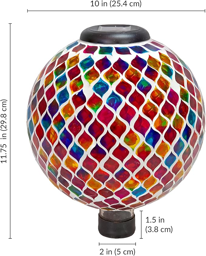 Sunnydaze 10-Inch Solar Gazing Ball for Garden - Glass Outdoor Gazing Globe - Summer Trellis-Ruum Studio Home