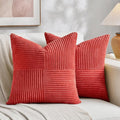 Fancy Homi 2 Packs Red Decorative Throw Pillow Covers 22x22 Inch for Living Room Couch Bed Sofa, Holiday Christmas Home Decor Gift, Soft Corss Corduroy Patchwork Accent Square Cushion Case 55x55 cm-Ruum Studio Home