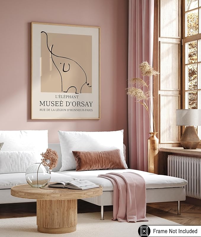 Poster Master Vintage Poster - Retro Elephant Print - Line Drawing Art - Sketch Wall Art - Gift for Boys & Girls - Cute Wall Decor for Bedroom, Kid's Room or Nursery - 16x20 UNFRAMED Wall Art-Ruum Studio Home