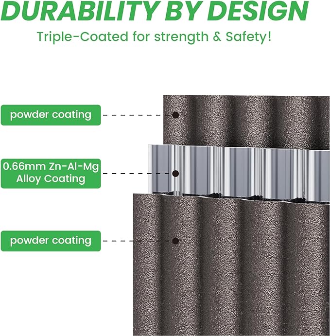 Raised Garden Bed Kit 8×2×1.4 FT Magnesium-Aluminum-Zinc Stainless Steel Metal Planter Box for Planting Outdoor Plants Vegetables (Crackle Gold)-Ruum Studio Home