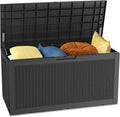 100 Gallon Outdoor Storage Box Waterproof Lockable Resin Deck Box Large, Patio Storage Bin for Pool Accessories Cushion Furniture, Garden Tools, UV-Resistant Outside Delivery Black-Ruum Studio Home