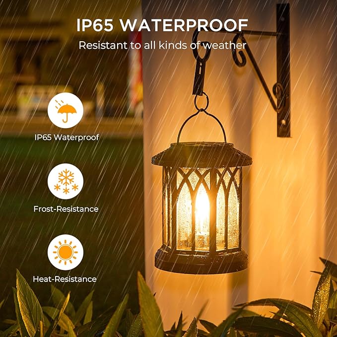 WdtPro Solar Lanterns Outdoor Hanging 4 Pack, Upgraded Bright Waterproof Lantern for Outside, Over 12Hrs Powered Lights for Garden, Yard, Patio Decor (Warm Light)-Ruum Studio Home