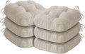 Chair Cushions, Foam Dining Chair Cushions, Tufted Indoor Chair Pads, Set of 6, Beige, 16.5” x 16.5” x 3.5”-Ruum Studio Home