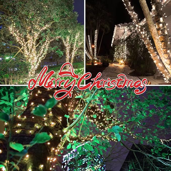 100LIGHTS WARM WHITE Extra-Bright With End Connectors Christmas Decorative Lights 5.98m UL Certified Mini String Light Set Waterproof for Home Garden Holiday Christmas Tree Party Patio Wedding-Ruum Studio Home