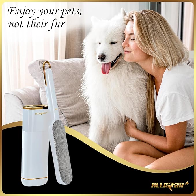 Lint Brush, Pet Hair Remover, Lint Remover for Clothes, Sofa, Carpets, Car Seats. Cat Hair Remover. Dog Hair Remover Laundry. Double-Sided. Reusable. Self-Cleaning Base. ALLISTAR (Snow Peak White)-Ruum Studio Home