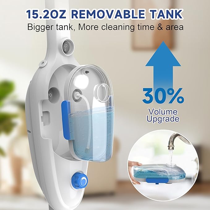 Steam Mop for Floor Cleaning, 10in1 Multi Purpose Handheld Steamer Cleaner Detachable for Vinyl, Laminate, Carpet, Tile Hard Floor Grout w/ 2 pad, 23ft Cord, 15oz Tank, Adjustable Steam & Height-Ruum Studio Home