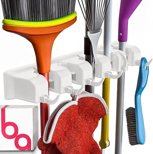 EXTRA GRIP Mop & Broom Holder Wall Mount - Wall Hanging Garden Tool & Utility Closet Organizer, Mop & Broom Hook, Broom Hanger Wall Mount, Mop Broom Organizer, Wall Mounted Broom Rack Mop Storage-Ruum Studio Home