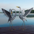 24-27 Inch Standing Crane Garden Sculptures & Statues, Crane Metal Yard Art for Backyard, Lawn, Patio, Porch, Birthday, Wedding Decorations, Gray-Ruum Studio Home