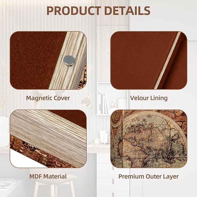 Decorative Fake Book Box for Shelf Decor, Coffee Table Storage & Home Decor - Vintage Faux Leather Embossed Secret Storage Box with Magnetic Closure (12" Large Size)-Ruum Studio Home