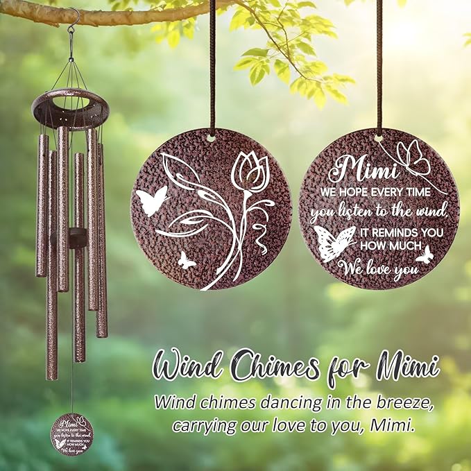 Gifts for Mimi, 25''Wind Chimes, Birthday Gift for Mimi from Grandkids, Mothers Day, Thanksgiving, Christmas Day Gifts Ideas for Love Rreminder-Ruum Studio Home