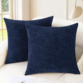 CaliTime Throw Pillow Covers Decorative 26 X 26 Inches Pack of 2 Cozy Chenille Cushion Cases for Couch Sofa Bed Living Room Home Navy Blue-Ruum Studio Home