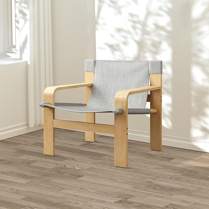 Mid-Century Accent Chair with Wide Armrest & Solid Wood Frame, Detachable and Washable Armchair, Modern Living Room Reading Chairs for Bedroom Sunroom Bedroom Balcony,White-Ruum Studio Home