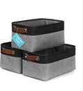 OrganiHaus Small Fabric Storage Baskets for Shelves 3 Pack, 12x8in Closet Storage Bins for Shelves, Cloth Baskets for Organizing, Linen Closet Organizers, Fabric Basket, Gray/Black-Ruum Studio Home